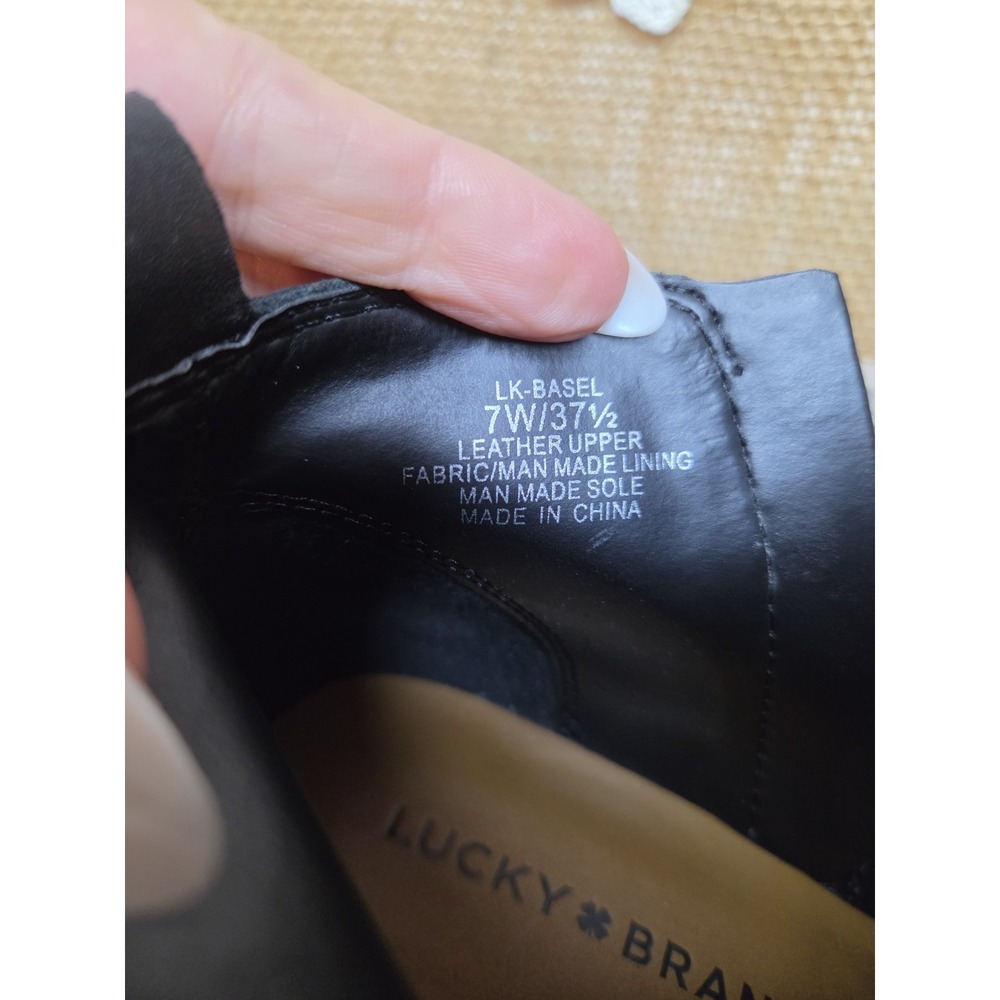 Lucky Brand Women's 7 W Black Leather Basel Moto Ankle Zip Biker Boots Booties - Picture 9 of 12